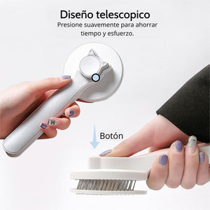 Cepillo con botón antiestrés para mascotas.