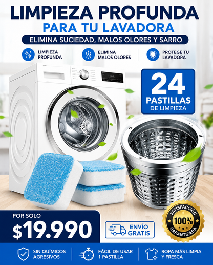 Pack 24 Pastillas Limpia Lavadora