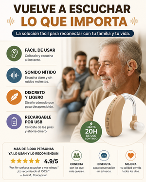 Audífono amplificador recargable